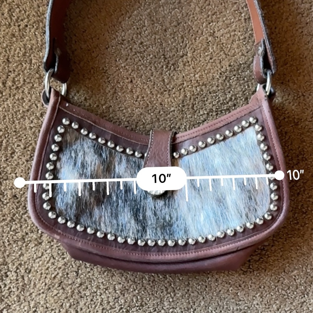 Brown and Tan Shoulder Bag with Western Accents - Picture 7 of 9
